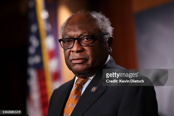 House Majority Whip Jim Clyburn speaks on medicare expansion and the reconciliation package during a press conference with fellow lawmakers at the...