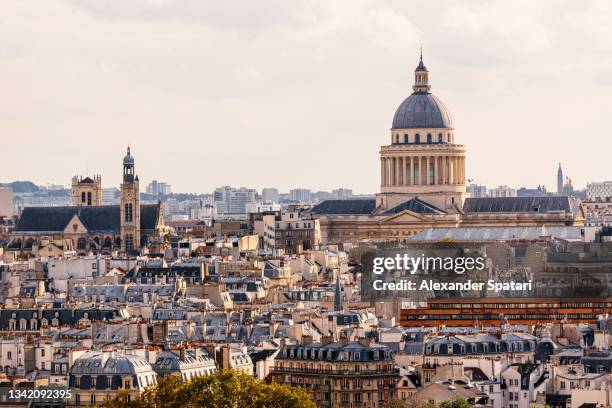 paris skyline with pantheon on the right, france - pantheon paris stock pictures, royalty-free photos & images