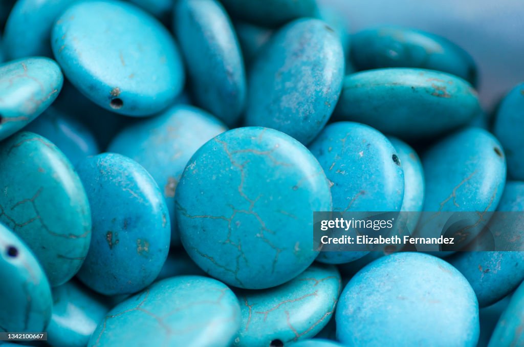 Full frame of turquoise semi-precious stones for jewelry