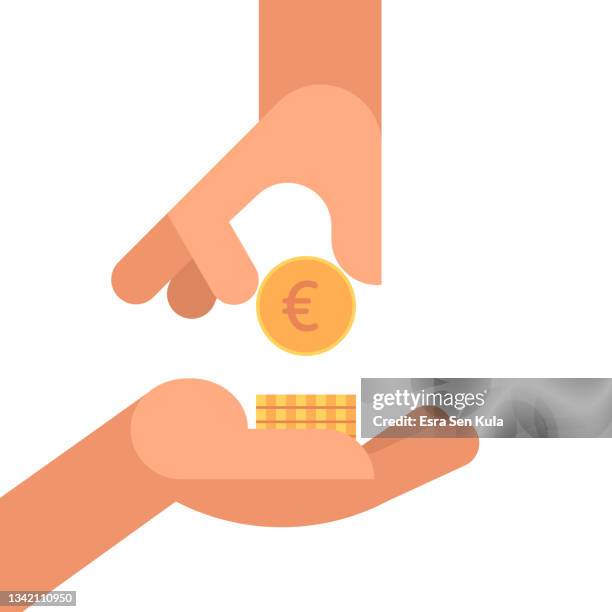 making a donation concept flat illustration - supportive hands stock illustrations