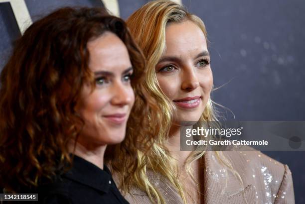Amy Manson and Jodie Comer attend the UK premiere of 20th Century Studios' "The Last Duel" in London's iconic Leicester Square at Odeon Luxe...