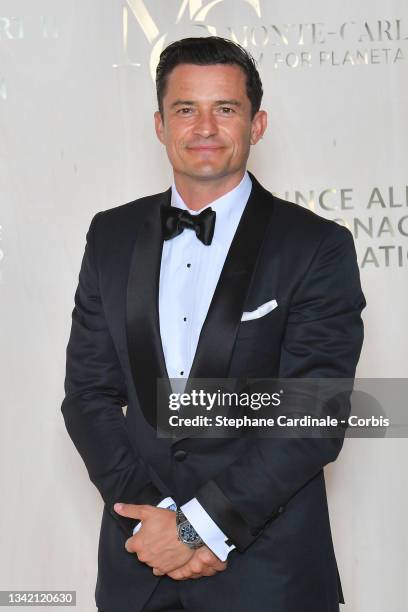 Orlando Bloom attend the photocall during the 5th Monte-Carlo Gala For Planetary Health on September 23, 2021 in Monte-Carlo, Monaco.