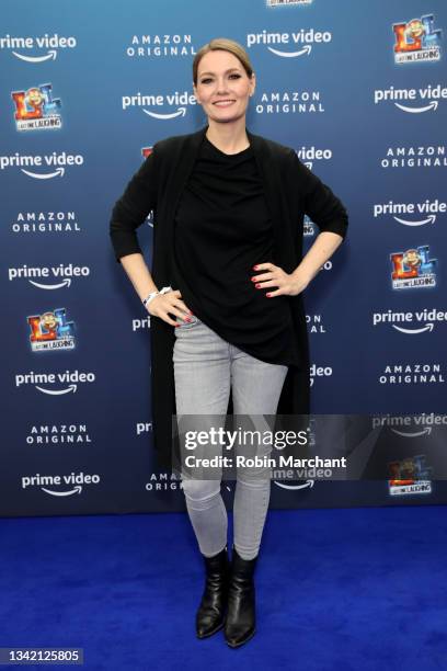 Martina Hill attends the premiere of "LOL Last One Laughing 2" at Astor Filmlounge on September 23, 2021 in Munich, Germany.