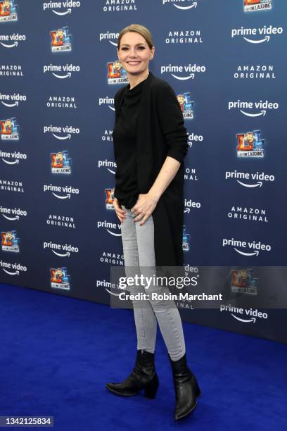 Martina Hill attends the premiere of "LOL Last One Laughing 2" at Astor Filmlounge on September 23, 2021 in Munich, Germany.