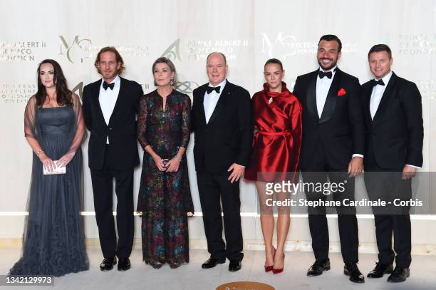 Andrea Casiraghi, Princess Caroline of Hanover, Prince Albert II of Monaco, Pauline Ducruet, Maxime Giaccardi and Gareth Wittstock attend the...