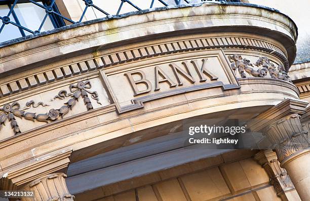 sign of a bank - neo classical stock pictures, royalty-free photos & images