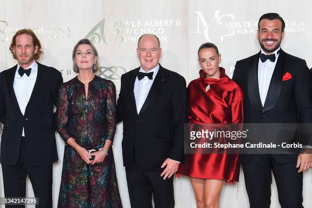 Andrea Casiraghi, Princess Caroline of Hanover, Prince Albert II of Monaco, Pauline Ducruet and Maxime Giaccardi attend the photocall during the 5th...