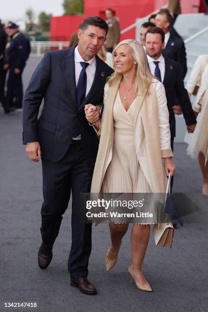 Captain Padraig Harrington of Ireland and team Europe and wife Caroline Harrington attend the opening ceremony for the 43rd Ryder Cup at Whistling...
