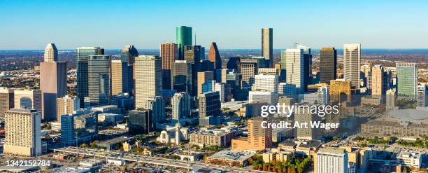 downtown houston tx aerial - downtown houston stock pictures, royalty-free photos & images