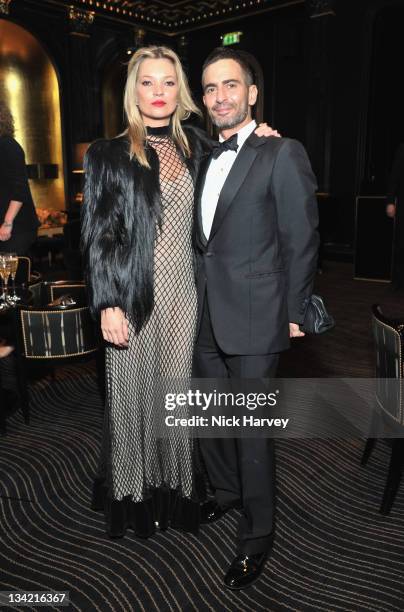 Kate Moss and Marc Jacobs arrive at the British Fashion Awards at The Savoy Hotel on November 28, 2011 in London, England.