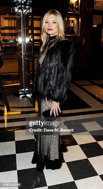 Model Kate Moss attends a drinks reception at the British Fashion Awards 2011 held at The Savoy Hotel on November 28, 2011 in London, England.