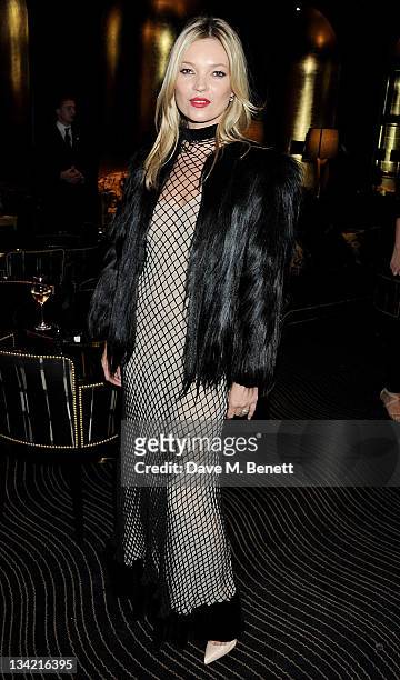 Model Kate Moss attends a drinks reception at the British Fashion Awards 2011 held at The Savoy Hotel on November 28, 2011 in London, England.