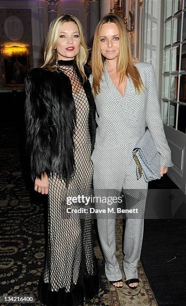 Model Kate Moss and designer Stella McCartney attend a drinks reception at the British Fashion Awards 2011 held at The Savoy Hotel on November 28,...