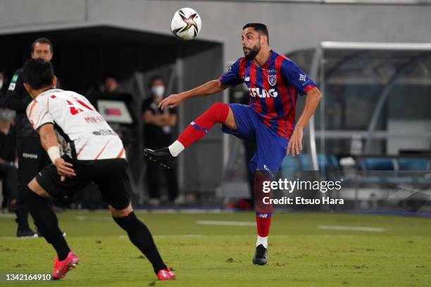 Diego Oliveira of FC Tokyo in action during the J.League Meiji Yasuda J1 match between FC Tokyo and Nagoya Grampus at Ajinomoto Stadium on September...