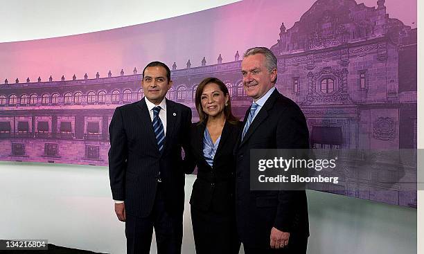 Presidential candidates Ernesto Codero, from left, Josefina Vazquez Mota and Santiago Creel Miranda stand for a photograph after the National Action...