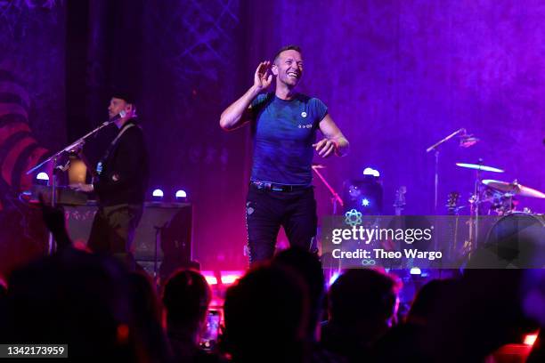 Coldplay performs live at The Apollo Theater for SiriusXM and Pandora's Small Stage Series in Harlem, NY on September 23, 2021 in New York City.