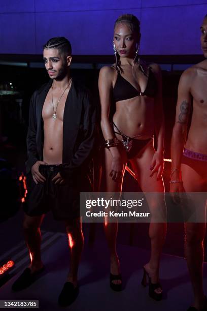 In this image released on September 23, Mena Massoud and Soo Joo Park are seen during Rihanna's Savage X Fenty Show Vol. 3 presented by Amazon Prime...
