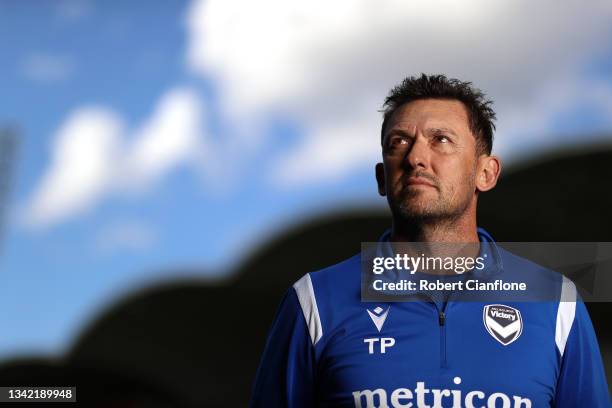 Melbourne Victory Manager Tony Popovic poses during a portrait session at AAMI Park on September 24, 2021 in Melbourne, Australia.