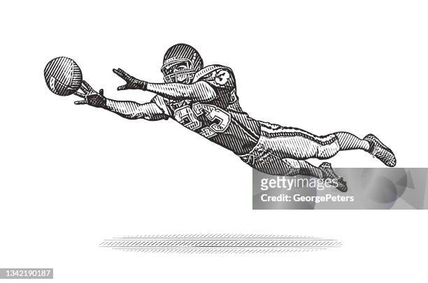 american football player catching football - football receiver 幅插畫檔、美工圖案、卡通及圖標