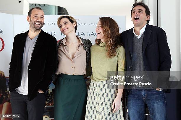 Fabio Volo,Camilla Filippi, Isabella Ragonese and Massimo Venier attend the "Il Giorno in Piu" photocall at Cinema Adriano on November 28, 2011 in...