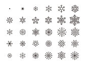 pattern of snowflake line icons, vector illustration