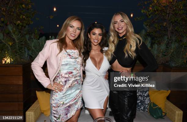 Galina Antonova, Lauren Blake and Antje Utgaard attend the LennyLu x Puey Quiñones Luxury Shoe Launch at SIXTY Beverly Hills on September 23, 2021 in...