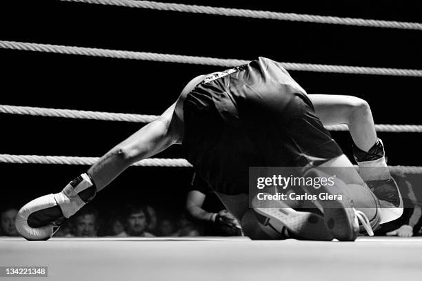 boxer in boxing ring - championship ring stockfoto's en -beelden