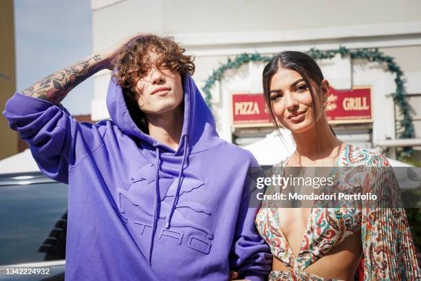 Italian influencer and tiktoker Elisa Maino and the italian youtuber Diego Lazzari guests at Etro fashion show on the second day of Milan Fashion...