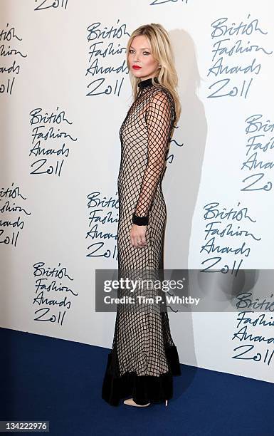 Kate Moss in the press room at the British Fashion Awards 2011 at The Savoy Hotel on November 28, 2011 in London, England.