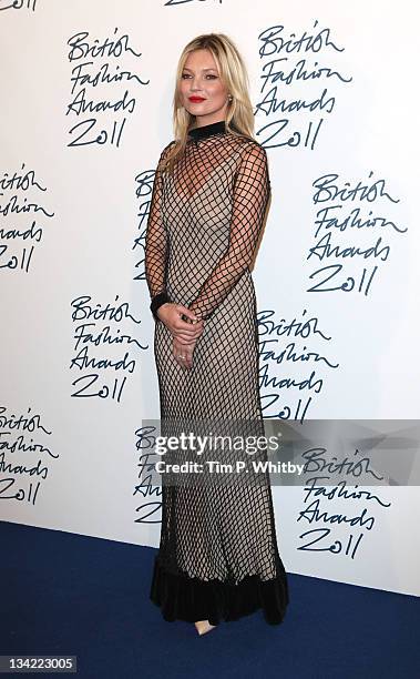 Kate Moss in the press room at the British Fashion Awards 2011 at The Savoy Hotel on November 28, 2011 in London, England.