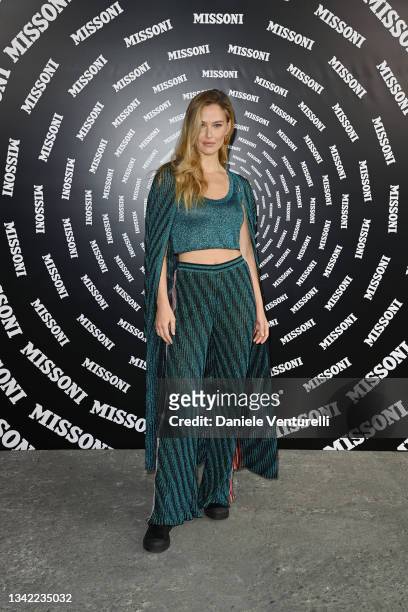 Bar Refaeli is seen on the front row of the Missoni fashion show during the Milan Fashion Week - Spring / Summer 2022 on September 24, 2021 in Milan,...