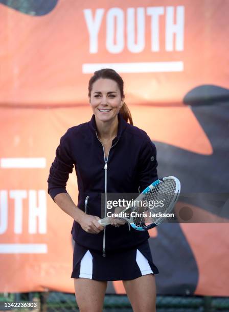 Catherine, Duchess of Cambridge looks on as British US Open champions Emma Raducanu, Joe Salisbury, Gordon Reid and Alfie Hewett return to the LTA's...