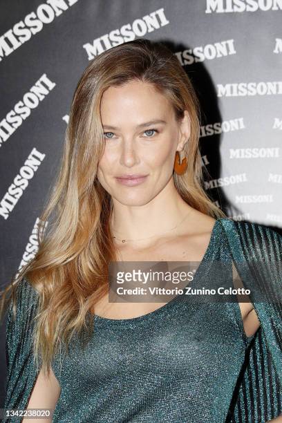 Bar Refaeli is seen on the front row of the Missoni fashion show during the Milan Fashion Week - Spring / Summer 2022 on September 24, 2021 in Milan,...
