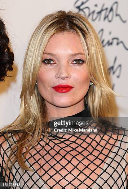 Kate Moss in the press room at the British Fashion Awards at The Savoy Hotel on November 28, 2011 in London, England.
