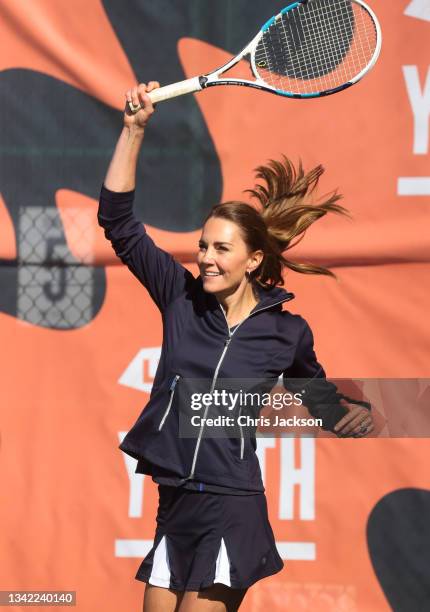 Catherine, Duchess of Cambridge in action as British US Open champions Emma Raducanu, Joe Salisbury, Gordon Reid and Alfie Hewett return to the LTA's...