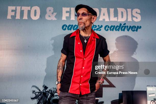 The singer Fito Cabrales, during a press conference at the WiZink Center, on 24 September, 2021 in Madrid, Spain. This Friday the band Fito y...