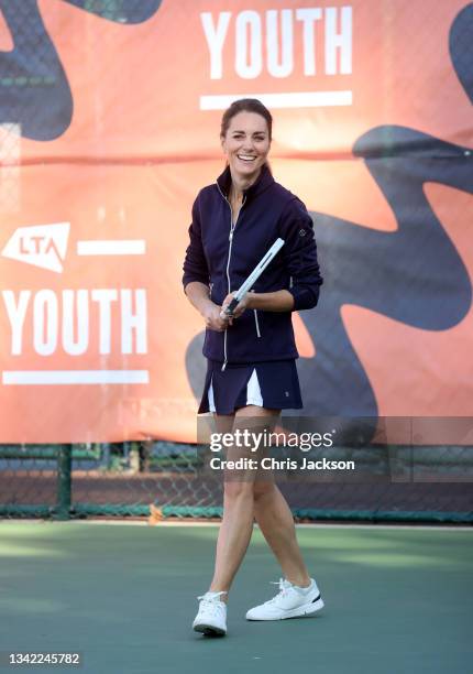 Catherine, Duchess of Cambridge in action as British US Open champions Emma Raducanu, Joe Salisbury, Gordon Reid and Alfie Hewett return to the LTA's...