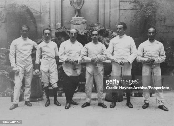 Unspecified members of Argentina's fencing team at the 1924 Summer Olympics in Paris, France, July 1924. Argentina's fencing team comprised 13...