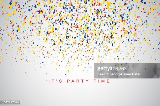 celebration background template with confetti colorful ribbons frame. - political party stock illustrations