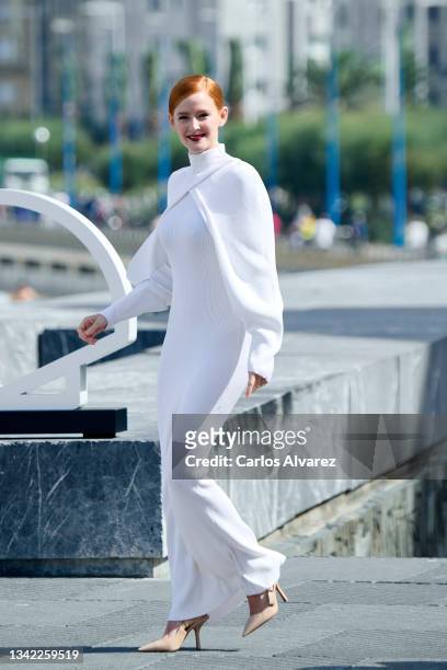 Actress Ana Polvorosa attends "La Fortuna" photocall during 69th San Sebastian International Film Festival at Kursaal Palace on September 24, 2021 in...