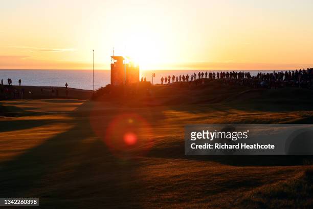 General view of the first green during Friday Morning Foursome Matches of the 43rd Ryder Cup at Whistling Straits on September 24, 2021 in Kohler,...
