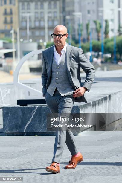 Actor Stanley Tucci attends "La Fortuna" photocall during 69th San Sebastian International Film Festival at Kursaal Palace on September 24, 2021 in...