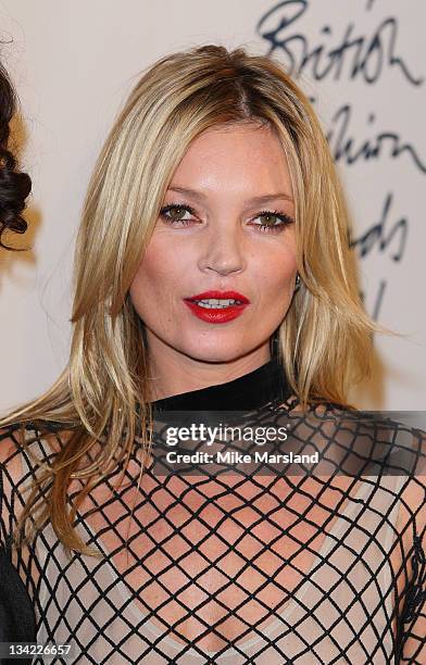 Kate Moss in the press room at the British Fashion Awards at The Savoy Hotel on November 28, 2011 in London, England.