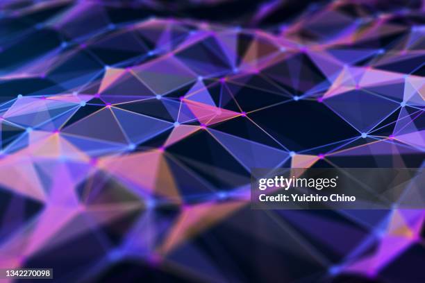 network node wave - triangle art stock-fotos und bilder