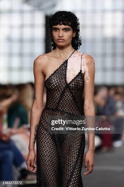 Priscilla Cheseaux walks the runway at the Missoni fashion show during the Milan Fashion Week - Spring / Summer 2022 on September 24, 2021 in Milan,...