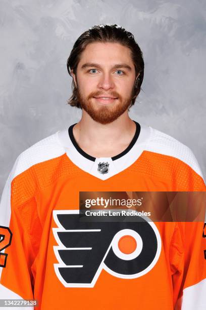 Felix Sandstrom of the Philadelphia Flyers poses for his official headshot for the 2021-2022 season on September 22, 2021 at the Wells Fargo Center...