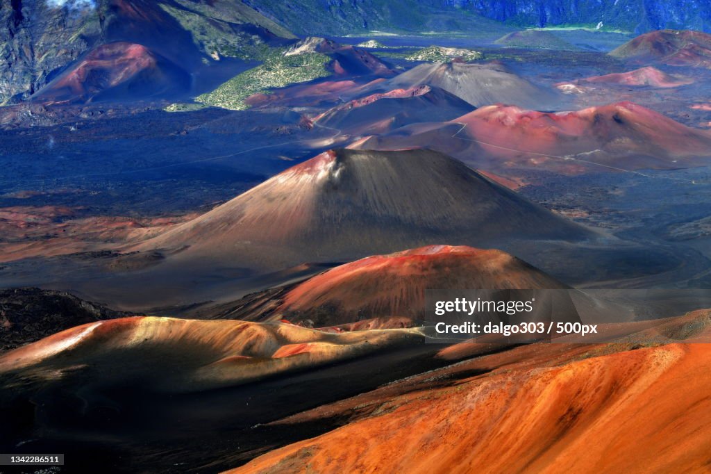 Aerial view of volcanic landscape
