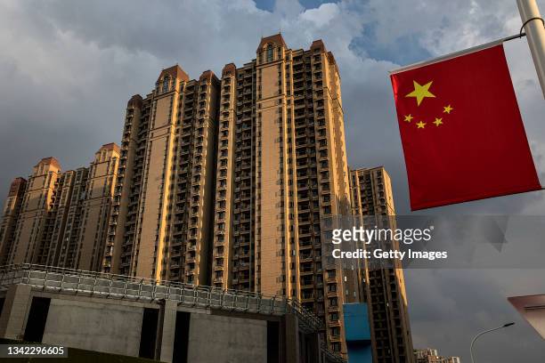 General view of the Evergrande changqing community on September 24, 2021 in Wuhan, Hubei Province, China. In 2015, Evergrande real estate acquired...