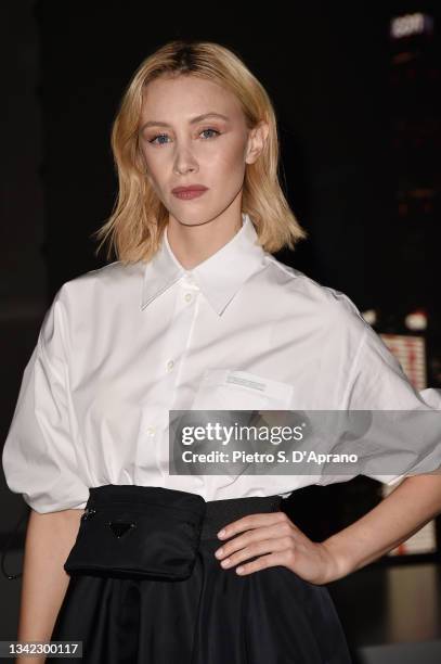 Sarah Gadon attends the Prada Show during Milan Fashion Spring/Summer 2022 on September 24, 2021 in Milan, Italy.