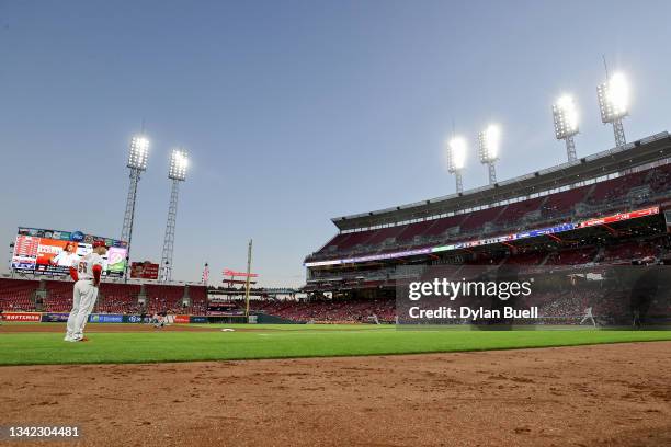 General view during the game between the Washington Nationals and Cincinnati Reds at Great American Ball Park on September 23, 2021 in Cincinnati,...